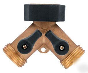 New orbit brass hose y with shut off faucet manifold