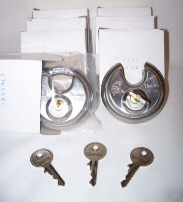 New set of 8 stainless steel disk locks. keyed alike
