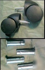 New casters 2 inch pin type w/ inserts & locks - 8 lot 