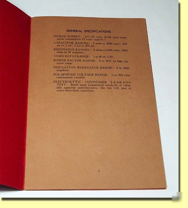 Vintage instructions ge capacitance-resistance bridge