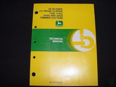 John deere manual 5E blower 113 clipper 110G 210G &....