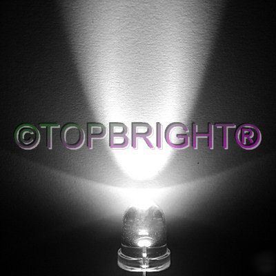 New 100 pcs 8MM wide angle 40Â° 75KMCD white led f/r 