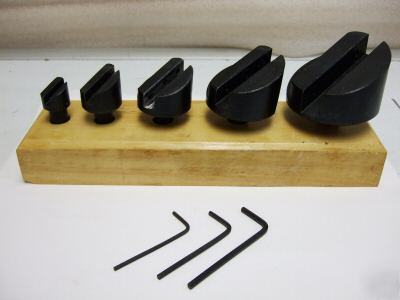 Fly cutter set 5PC. w/wooden stand and 3 wrenches