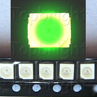 New 100 pc plcc-2 power top smd smt 1800 mcd green led 