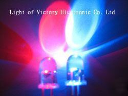 50 x 5MM 2-color fast flashing red/blue led 8000MCD f/r