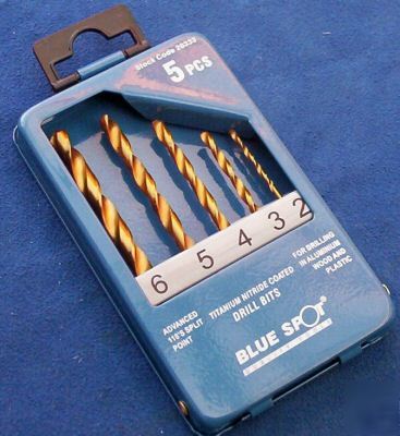5PC titanium nitrate coated drill bit set - low postage
