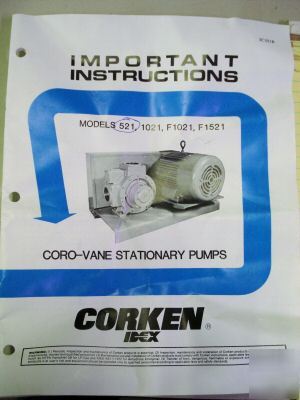 New corken 521 coro-vane stationary. sliding vane pump, 