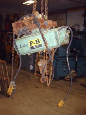 1/2 ton p&h cable hoist with trolley& pendant. -crane,