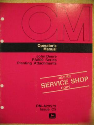 John deere PA800 PA802 PA803 PA804 attachment op manual