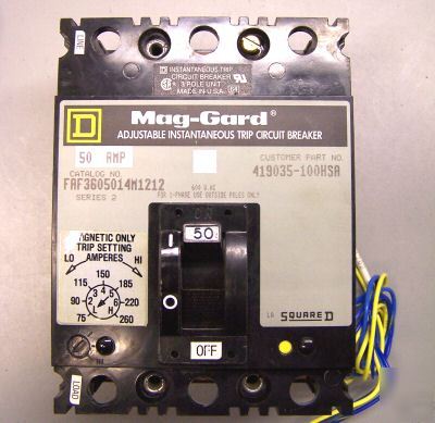 Square d FAF3605014M1212 50 amp circuit breaker w/ aux