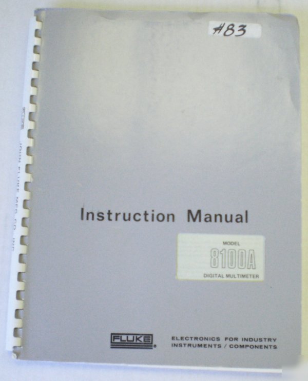 Fluke 8100A digital multimeter instruction manual Â©1969