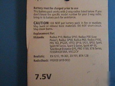 Radio shack 23-9049 2-way radio rechargeable battery 