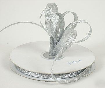 1/8 in 50 yd silver metallic ribbon wedding favor party
