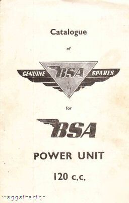 Bsa 120CC engine spare parts book catalog 4-stroke