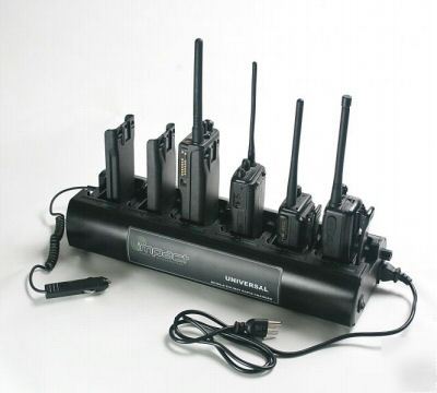 Impact universal multi-unit 6 bank radio charger ac/dc