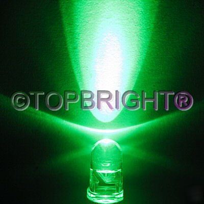 New 100 pc megabright green led 5MM 28,000MCD free r&sh