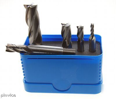 Set of five hss imperial endmills milling cutters