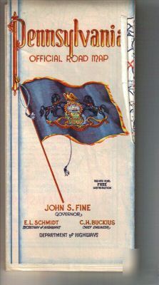 1954 pennsylvania official road map