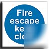 Fire esc.keep clear-sign-200X200MMS. rigid (ma-107-rd)