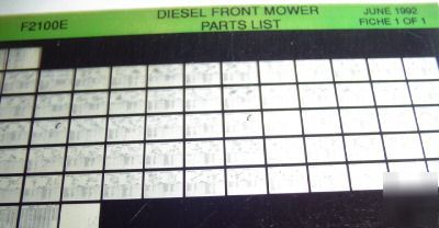 Kubota F2100E front mower parts catalog book microfiche