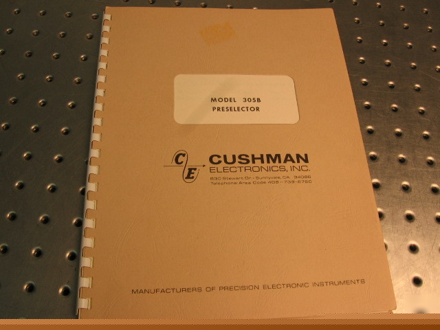 G30987 cushman 305B preselector instruction manual
