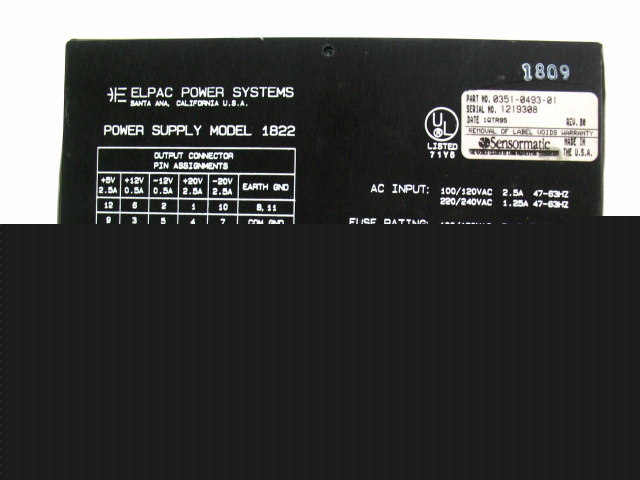 Elpac sensormatic power supply unit model 1822 120 vac
