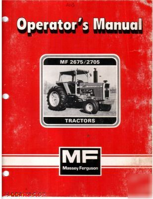 Massey ferguson 2675 2705 tractor owners manual