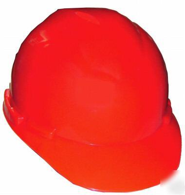Deluxe hi vis orange hard hat 6 point rachet suspenison