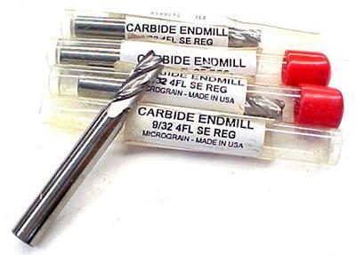 New lot of four solid carbide 9/32