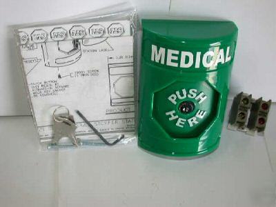 Sti ss-2100 stopperÂ® station green key octagonal button