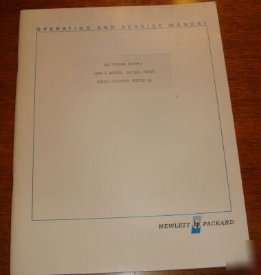 Hp manual dc power supply mpb-3 series model 6281A