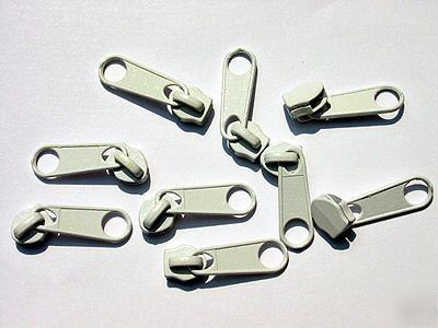 #3 nylon coil zipper sliders long-pull (501) white 100