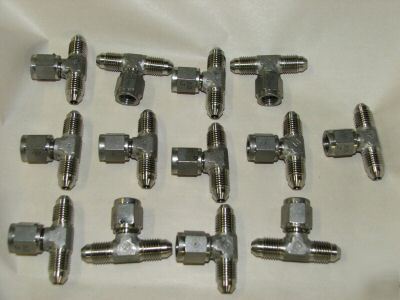 13 pc. swivel nut stainless steel fitting tees