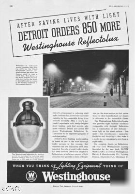 1938 westinghouse street lighting in detroit print ad