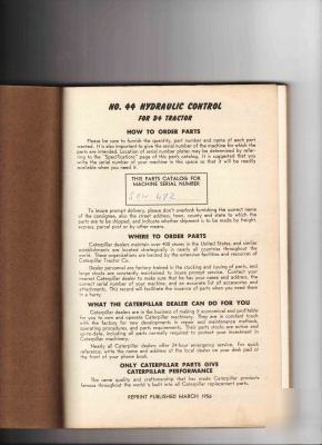 Caterpillar D4 bulldozer parts catalog 1956