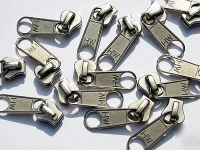 #5 molded plastic zipper sliders long matt nickel 100PC