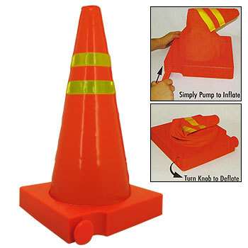 Auto collapsible light-up traffic safety street cone