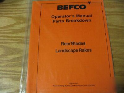 Befco blades rakes operators and parts manual