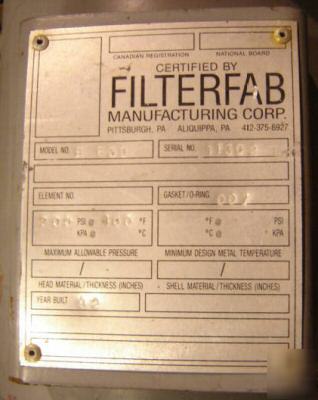 Filterfab filtering vessel model B830 (4374)