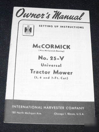 Ih intl harvester tractor mower no 25 v universal