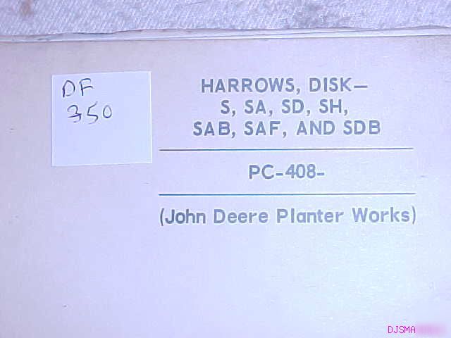 John deere s sa sd sh sab disk harrows parts catalog