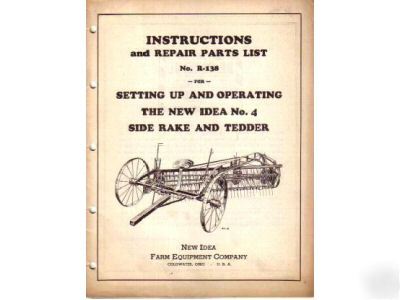 New idea side rake tedder operator's parts list manual