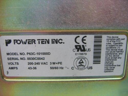 Power ten P63C-101000 power supply 10V, 1000A