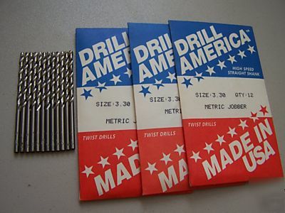New metric drill bits 3.30 usa made qty 36 