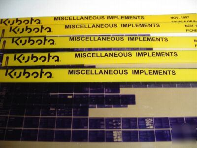 Kubota tractor misc implements parts catalog microfiche
