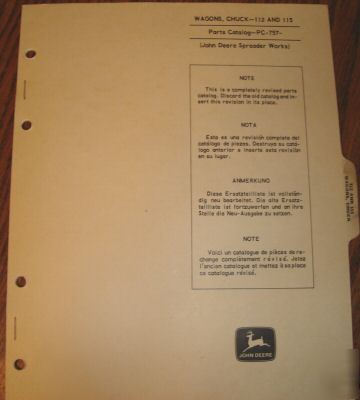 John deere 112 & 115 chuck wagon parts catalog jd